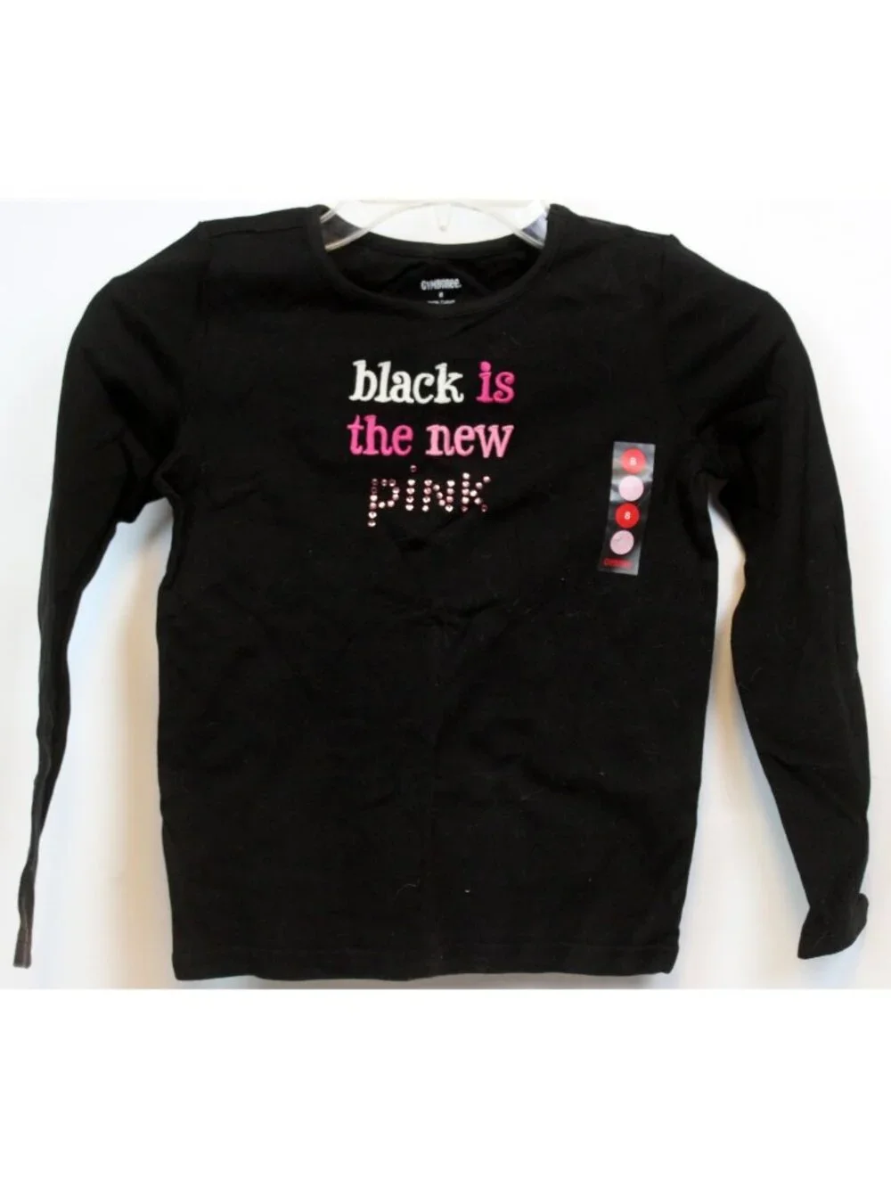 2008 Gymboree Wild One Black is the New Pink T-Shirt Girls sz 8 Rhinestones